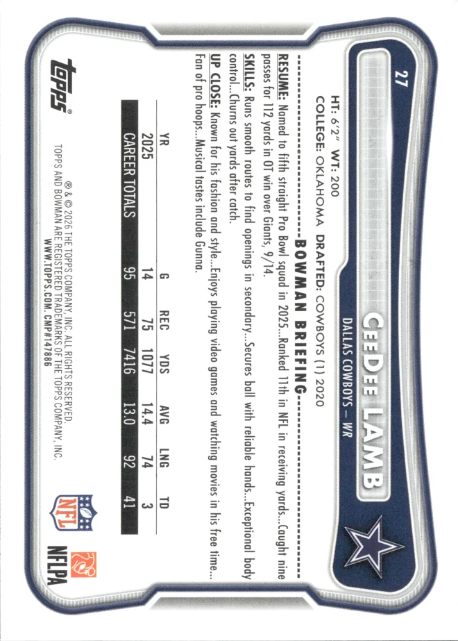 CeeDee Lamb card back