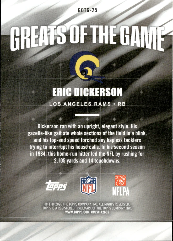 Eric Dickerson card back