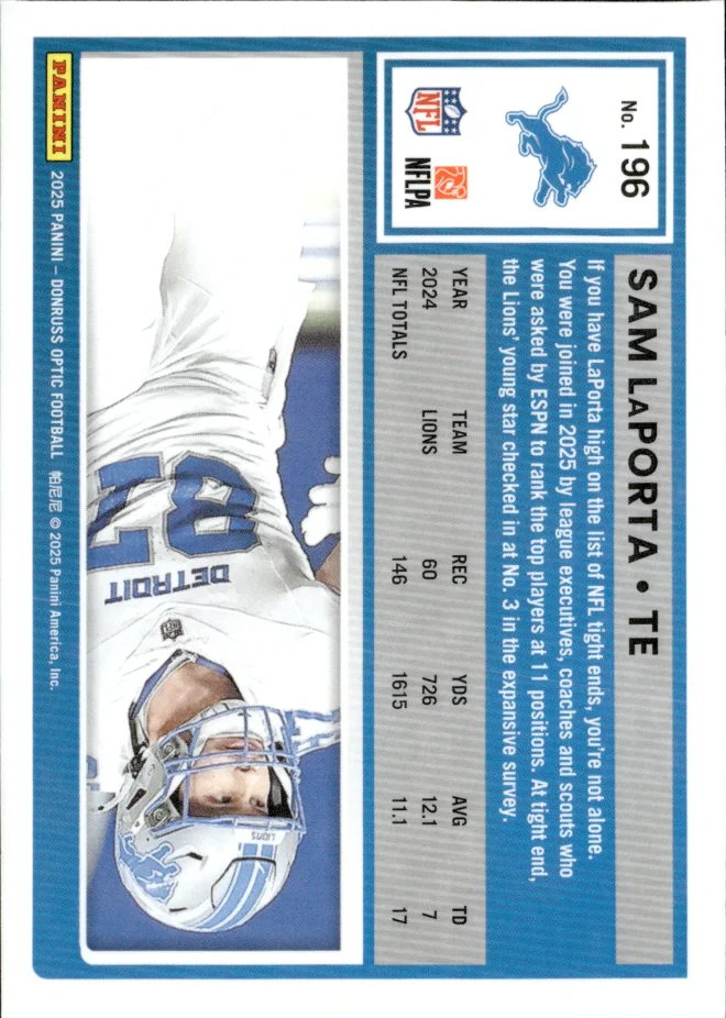 Sam LaPorta card back