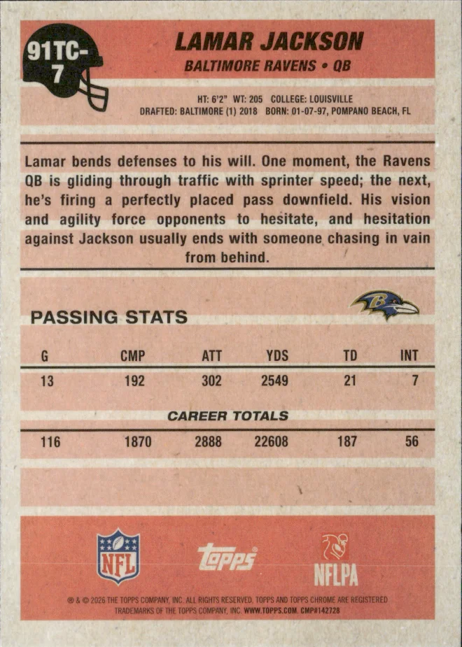 Lamar Jackson card back