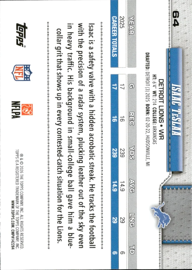 Isaac TeSlaa card back
