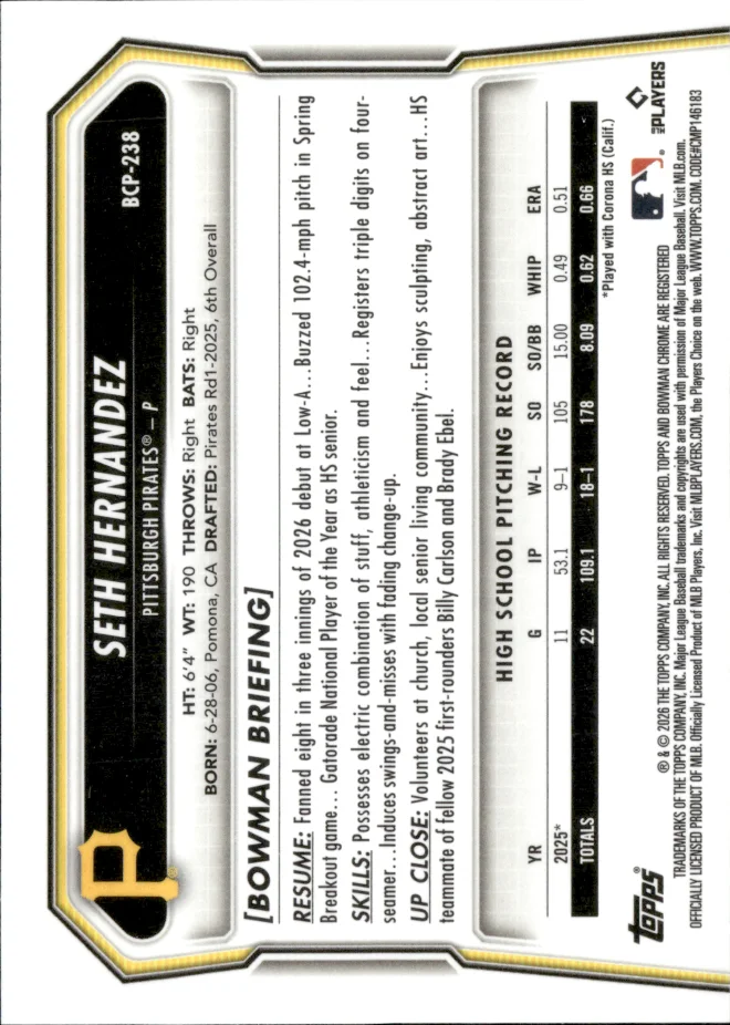 Seth Hernandez card back