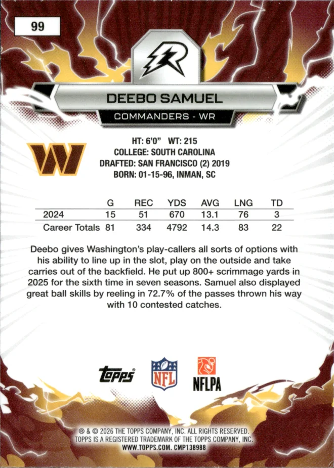 Deebo Samuel card back