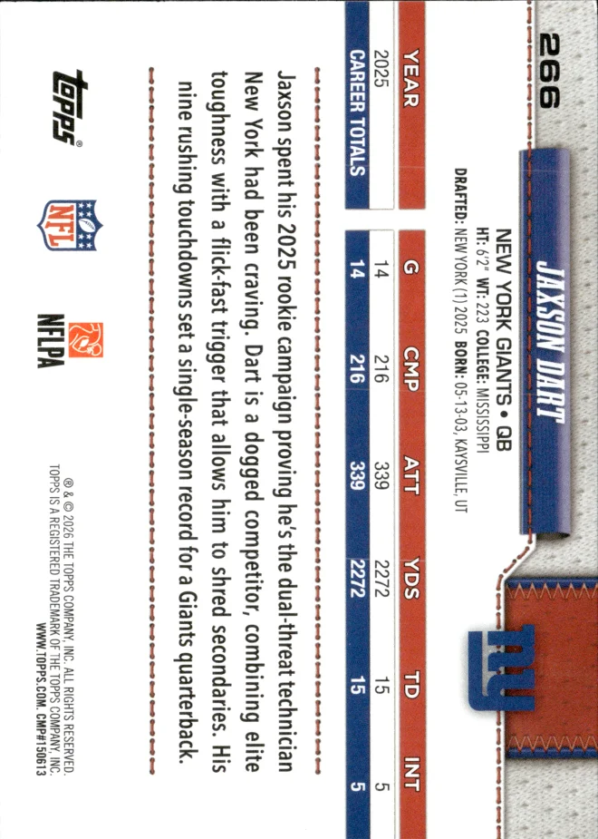 Jaxson Dart card back