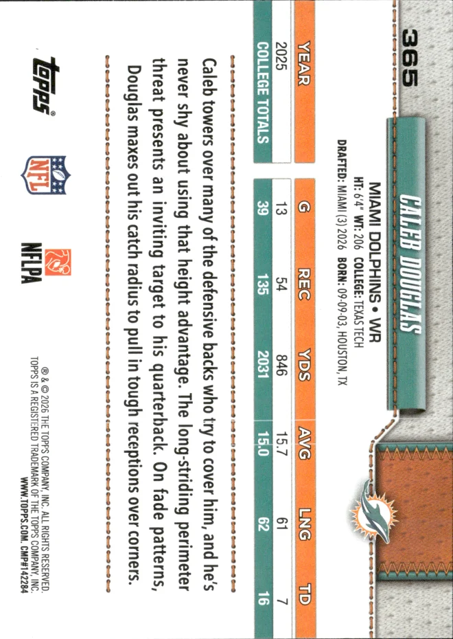Caleb Douglas card back