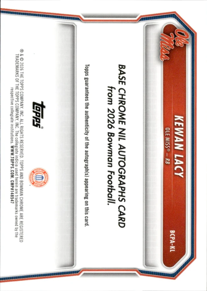 Kewan Lacy card back