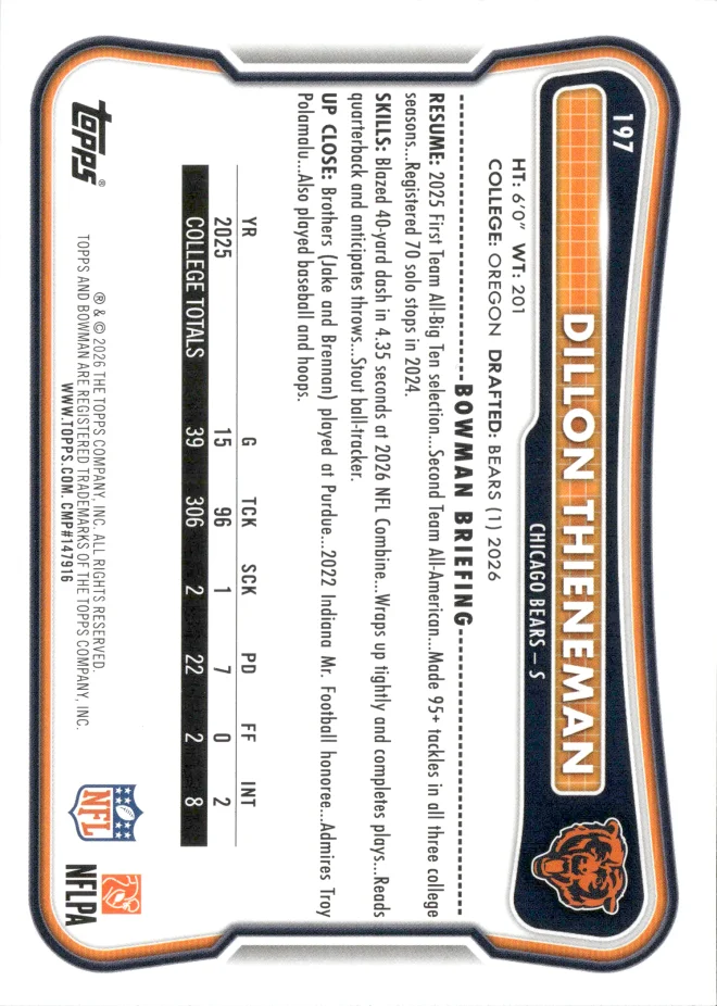 Dillon Thieneman card back