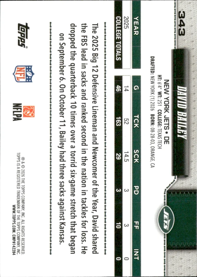 David Bailey card back