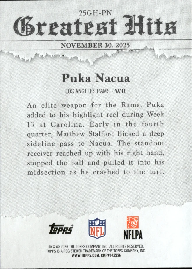 Puka Nacua card back