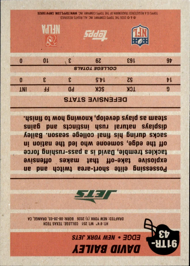 David Bailey card back