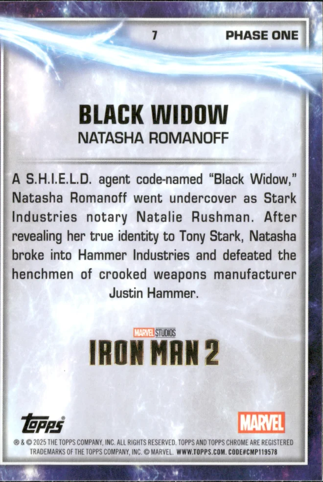 Black Widow / Natasha Romanoff card back