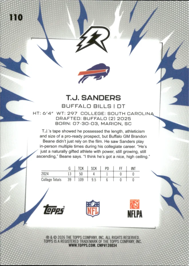 T.J. Sanders card back