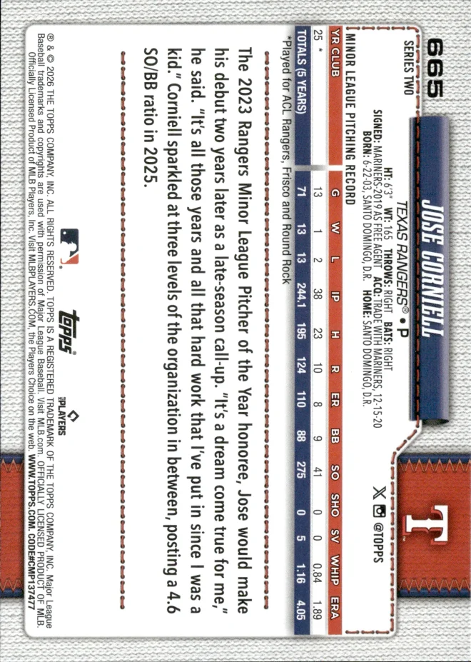 Jose Corniell card back