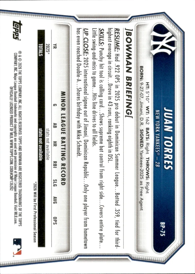 Juan Torres card back