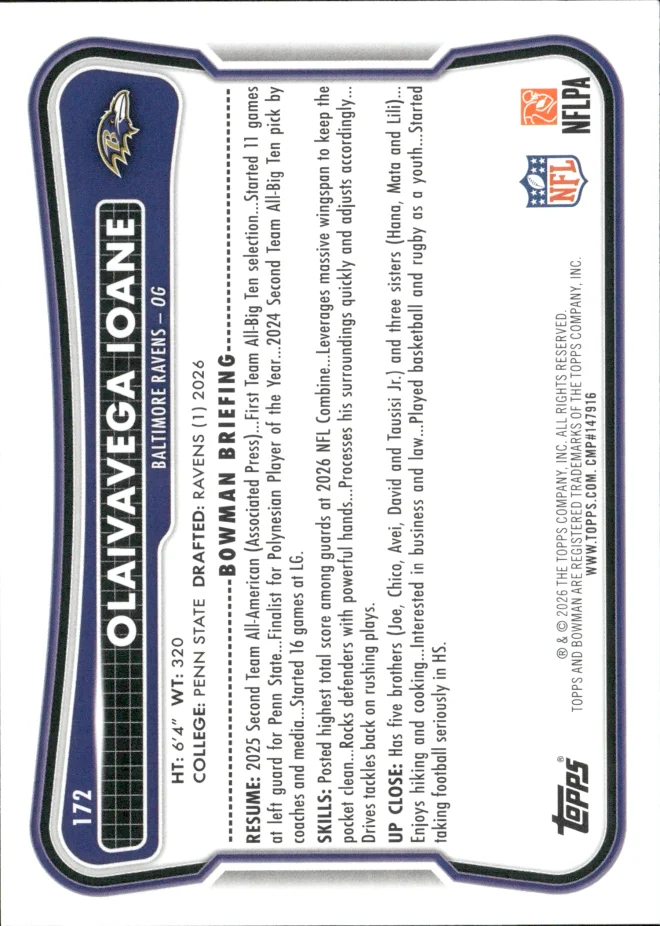 Olaivavega Ioane card back