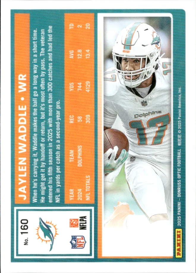 Jaylen Waddle card back