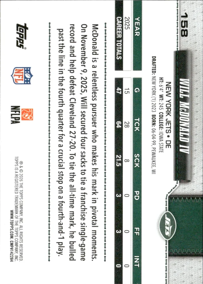 Will McDonald IV card back