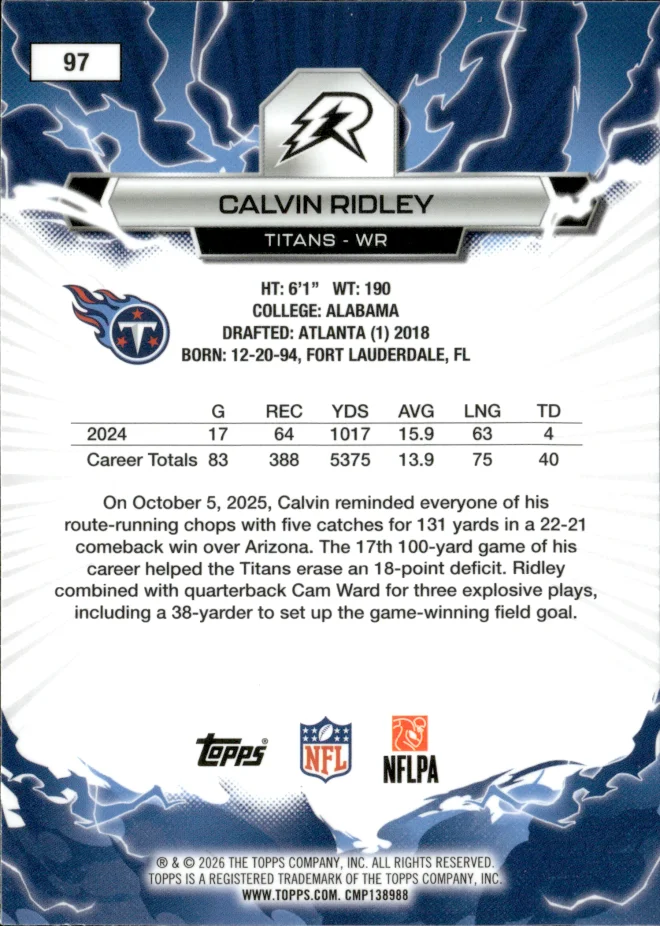 Calvin Ridley card back