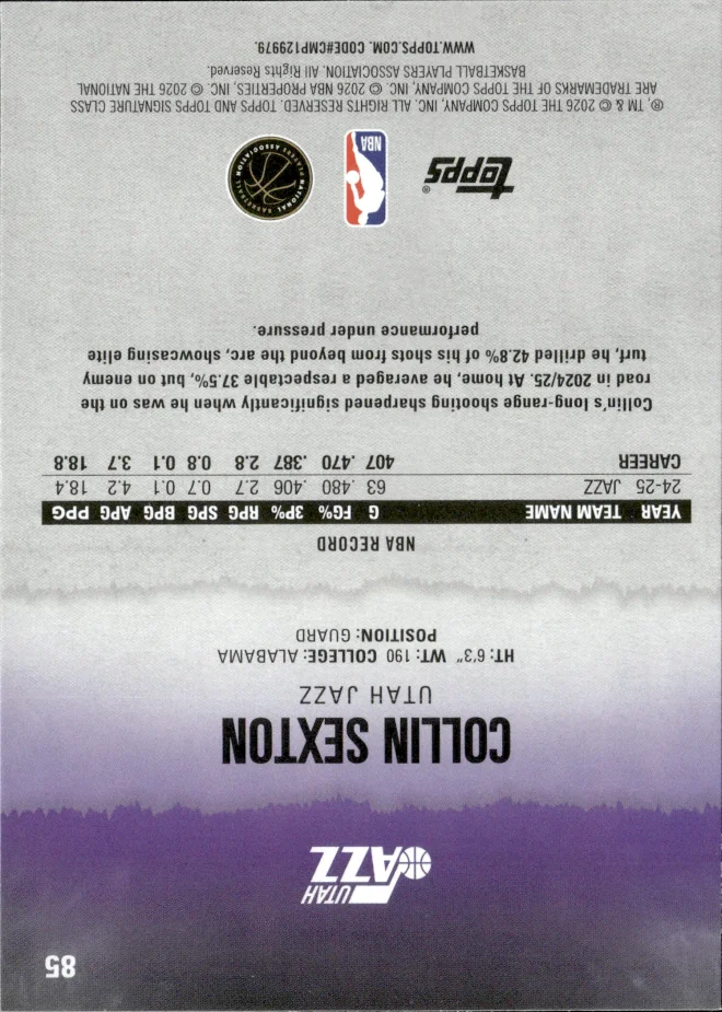 Collin Sexton card back