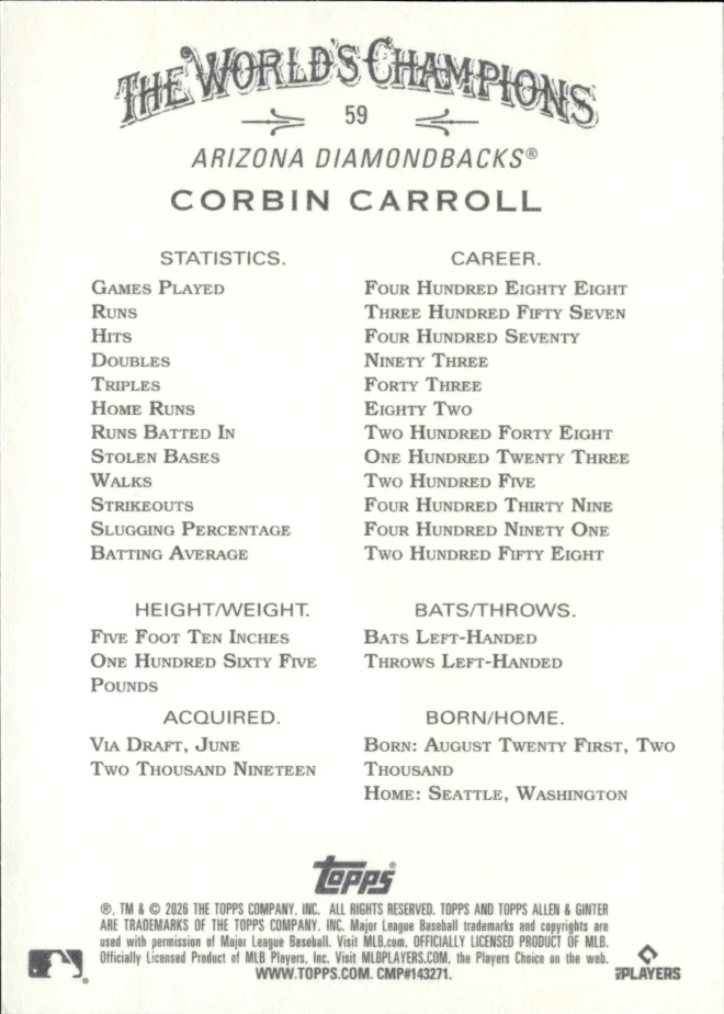 Corbin Carroll card back