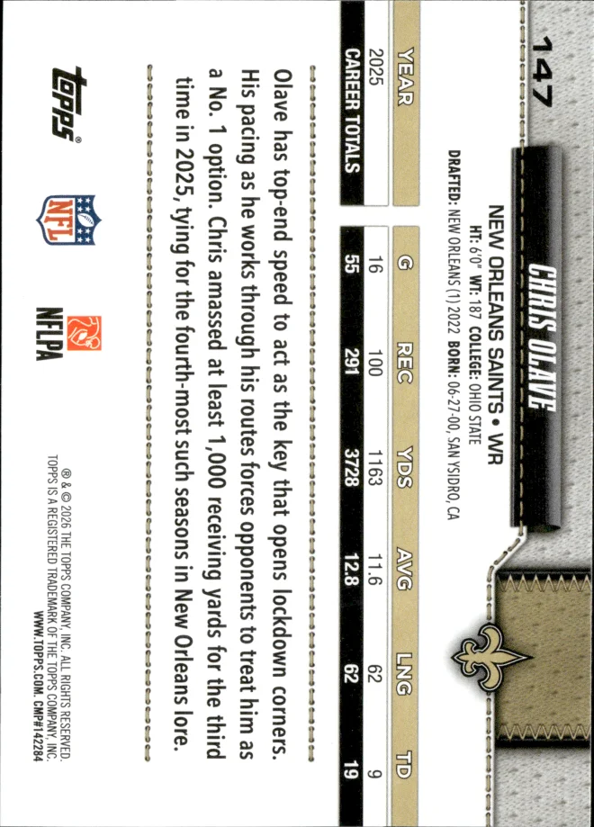 Chris Olave card back