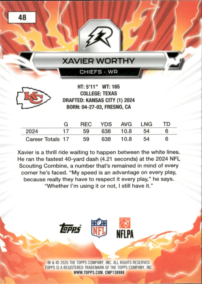 Xavier Worthy card back