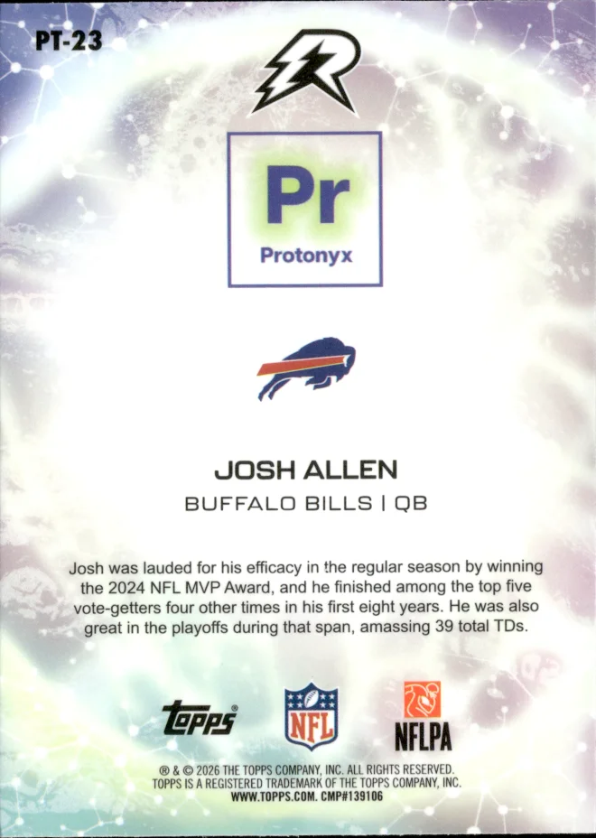 Josh Allen card back