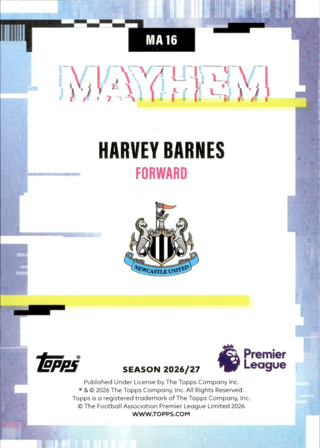 Harvey Barnes card back