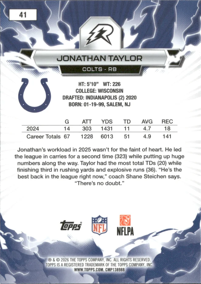 Jonathan Taylor card back