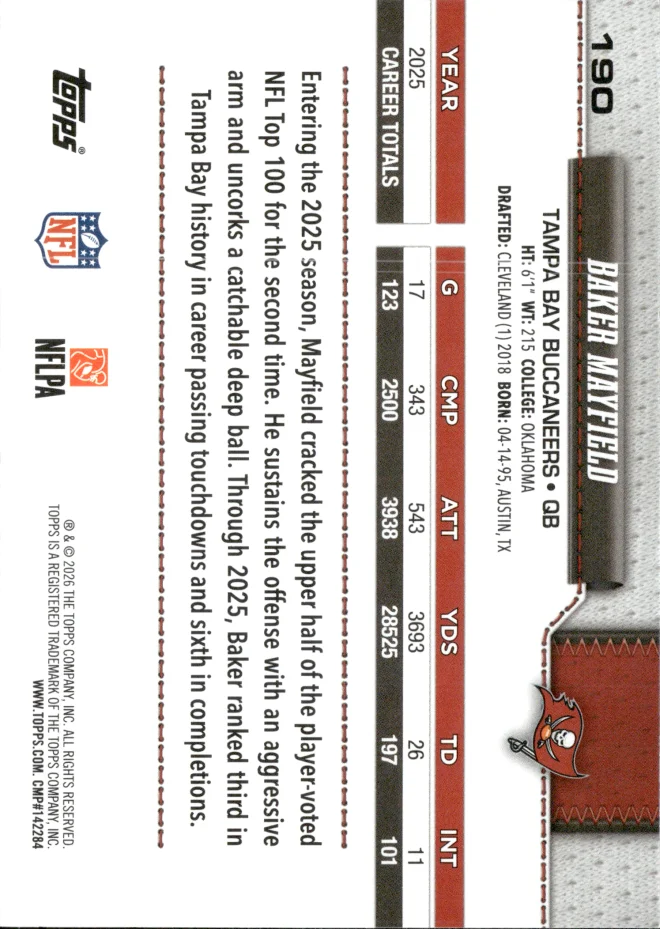 Baker Mayfield card back