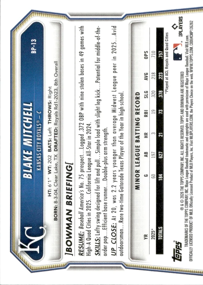 Blake Mitchell card back