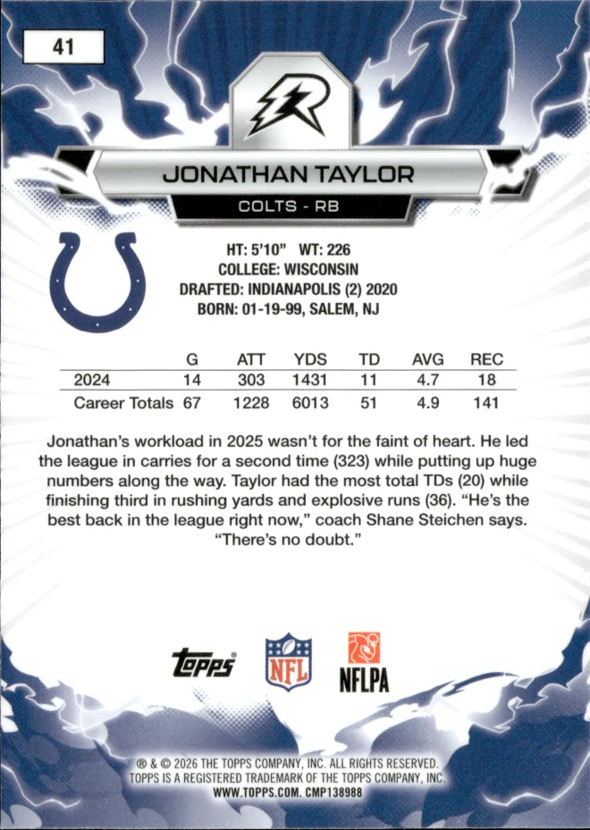 Jonathan Taylor card back