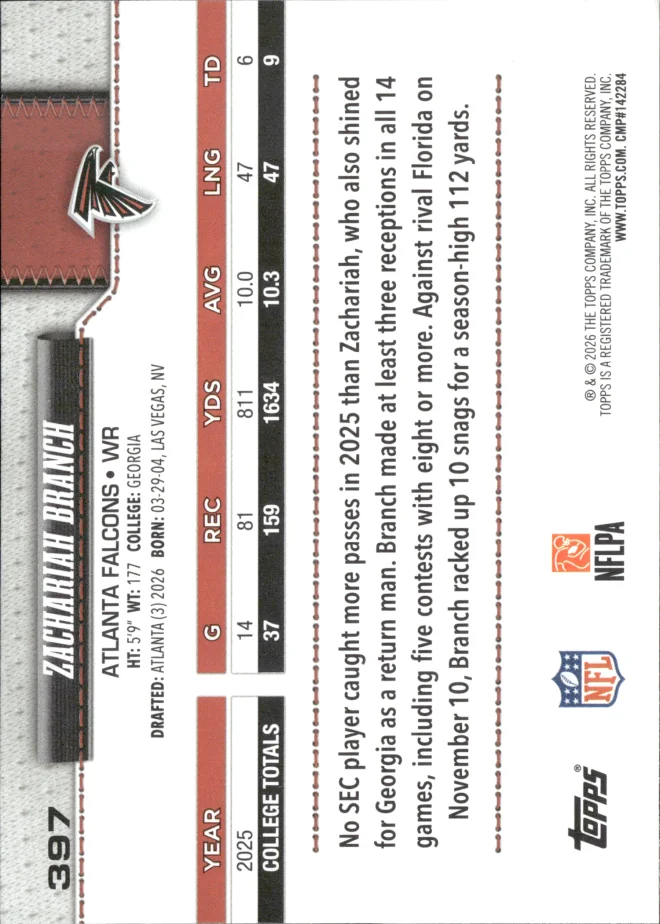 Zachariah Branch card back