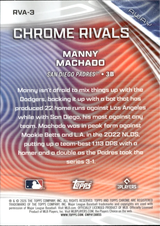 Manny Machado card back