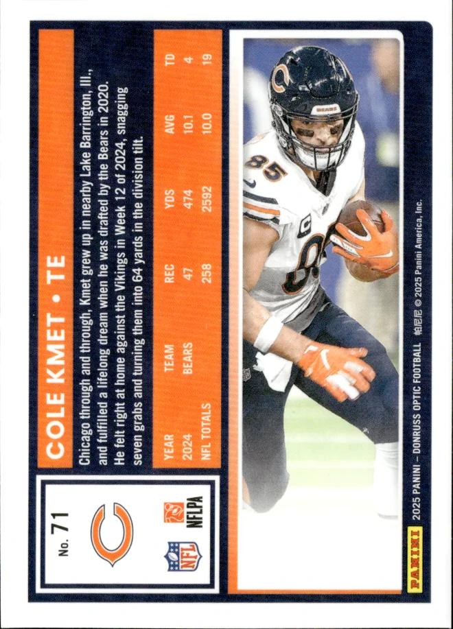 Cole Kmet card back