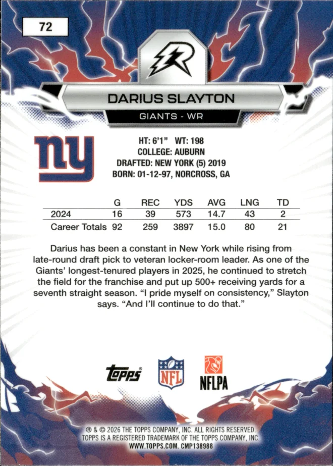 Darius Slayton card back