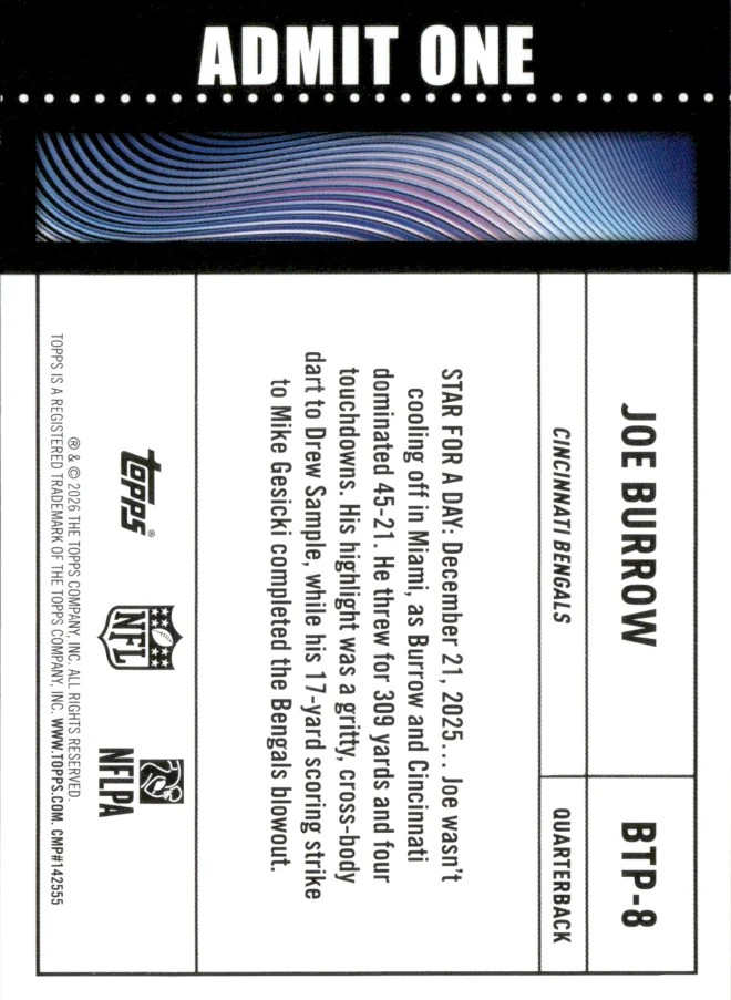 Joe Burrow card back