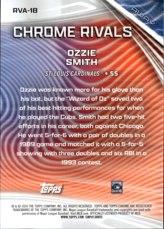 Ozzie Smith card back