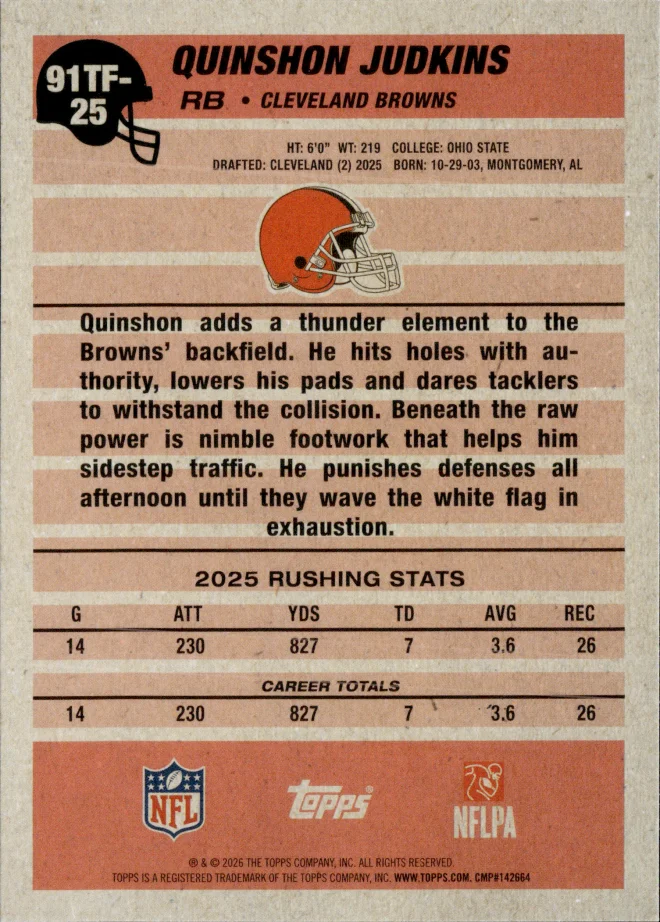 Quinshon Judkins card back
