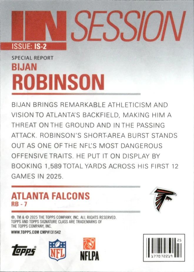 Bijan Robinson card back