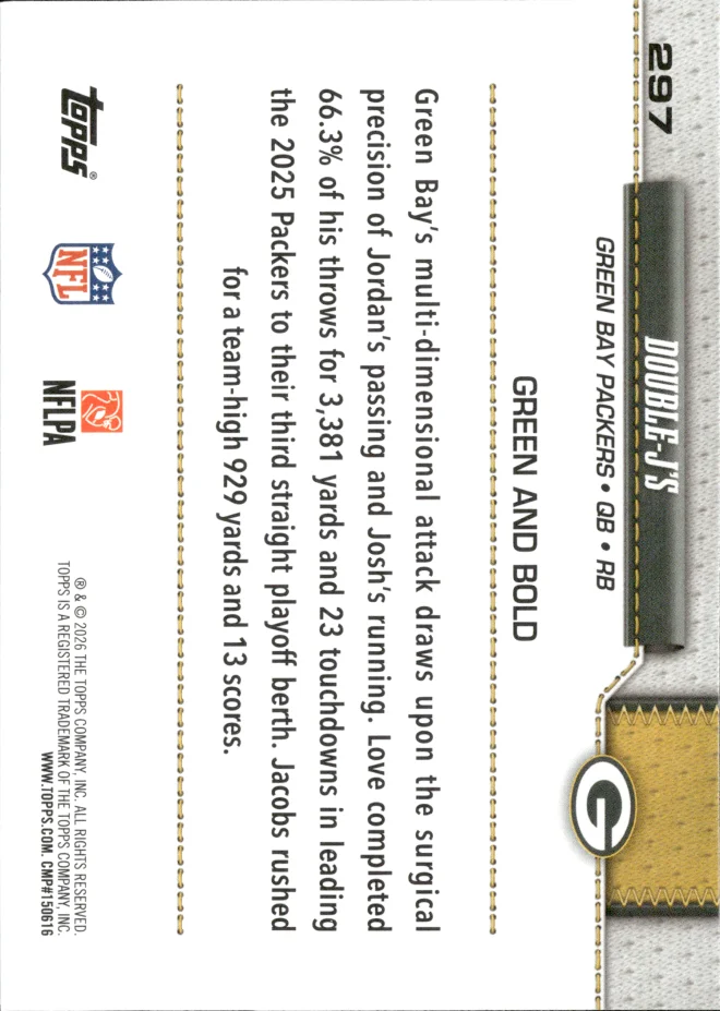 Jordan Love / Josh Jacobs card back