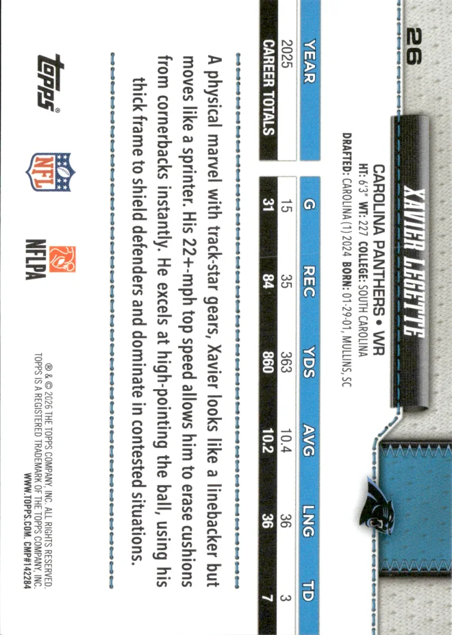 Xavier Legette card back