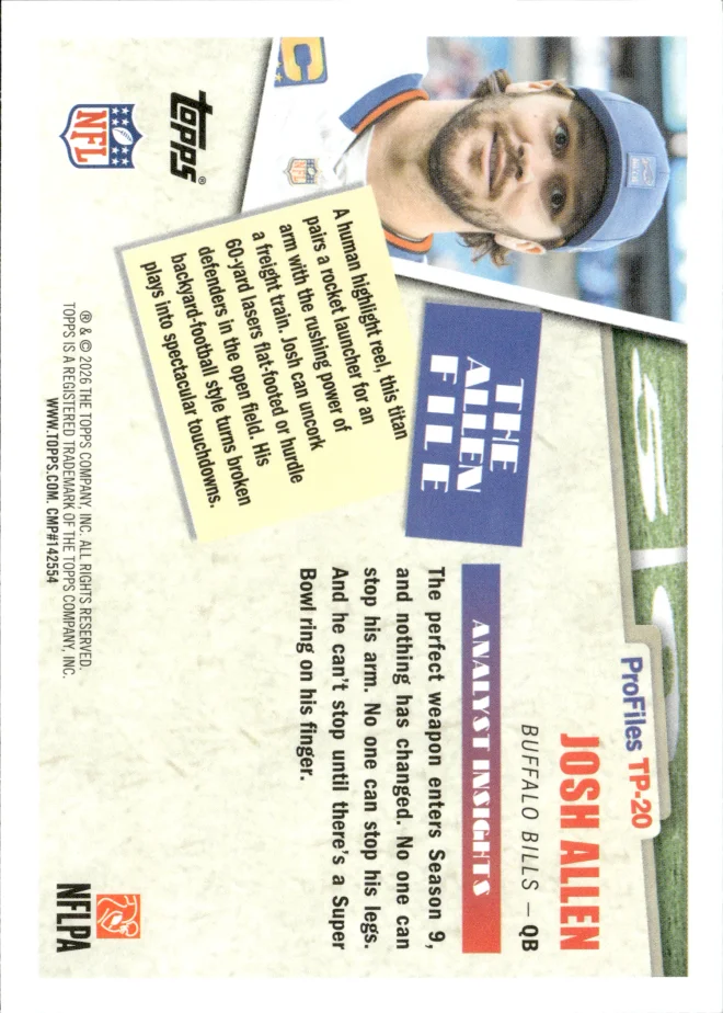 Josh Allen card back