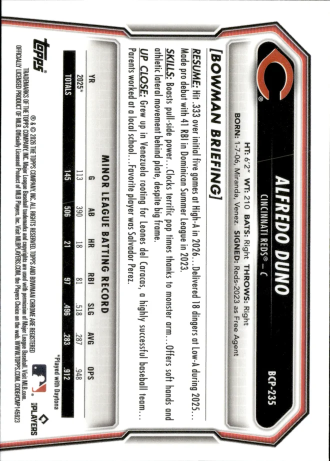 Alfredo Duno card back