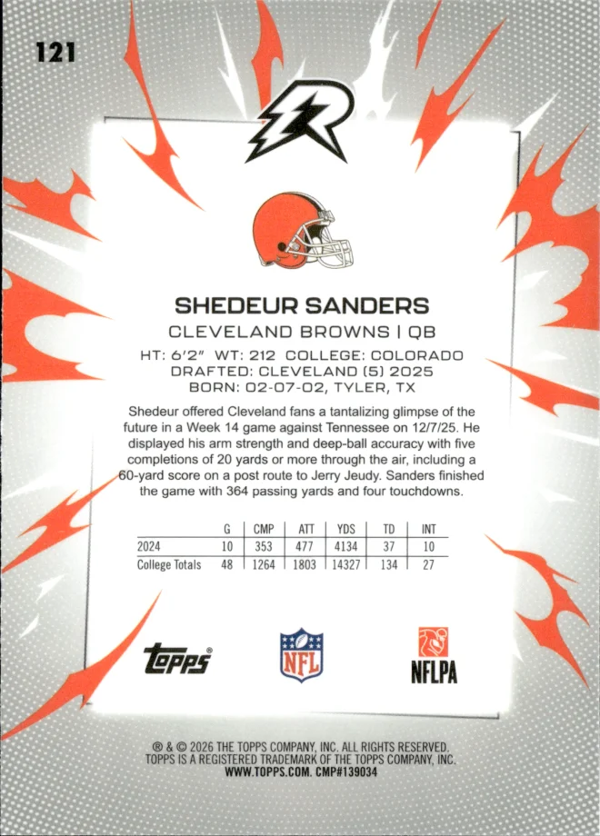 Shedeur Sanders card back