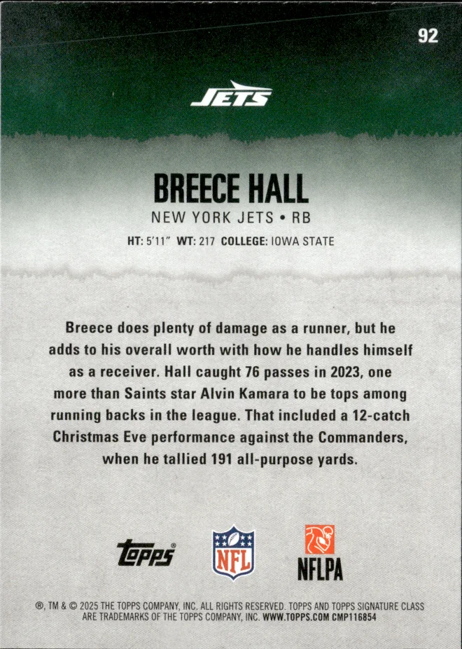Breece Hall card back