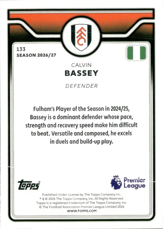 Calvin Bassey card back