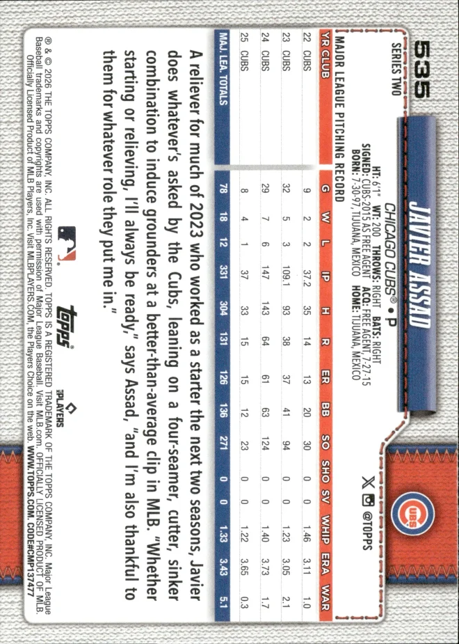 Javier Assad card back