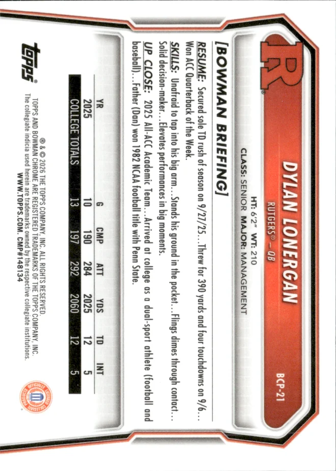 Dylan Lonergan card back