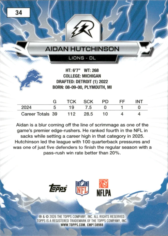 Aidan Hutchinson card back